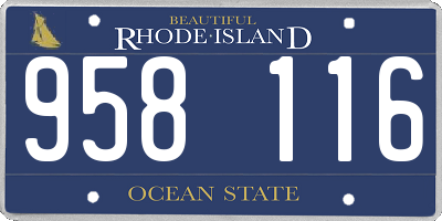 RI license plate 958116