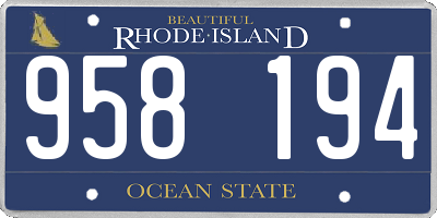 RI license plate 958194