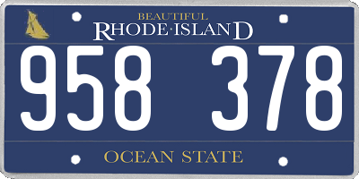 RI license plate 958378