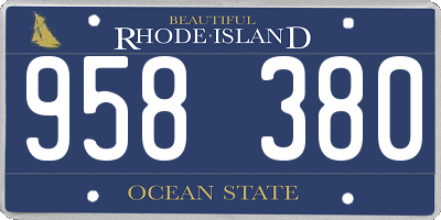 RI license plate 958380