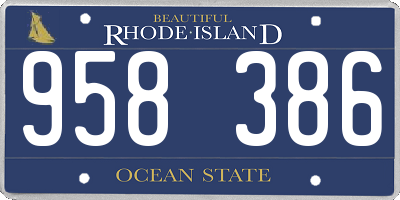 RI license plate 958386