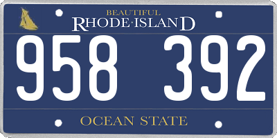 RI license plate 958392