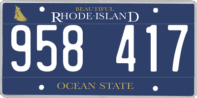 RI license plate 958417