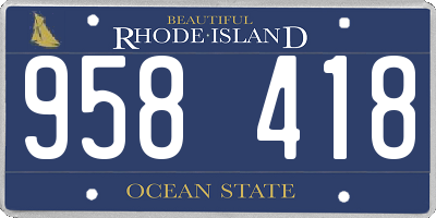 RI license plate 958418