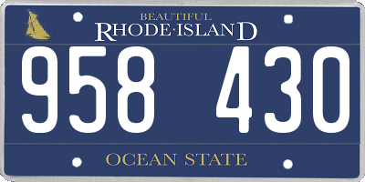 RI license plate 958430