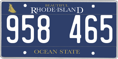 RI license plate 958465