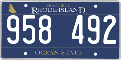 RI license plate 958492