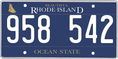 RI license plate 958542