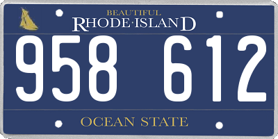 RI license plate 958612