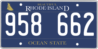 RI license plate 958662