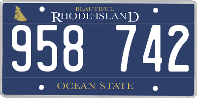 RI license plate 958742
