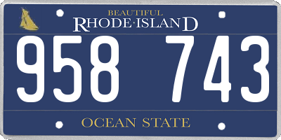 RI license plate 958743