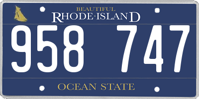 RI license plate 958747