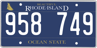 RI license plate 958749