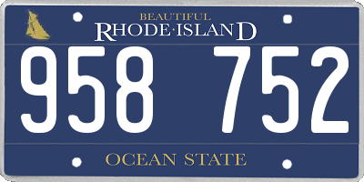 RI license plate 958752