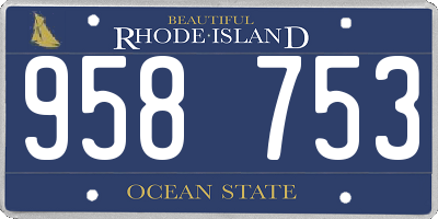 RI license plate 958753