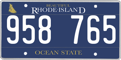 RI license plate 958765