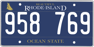RI license plate 958769