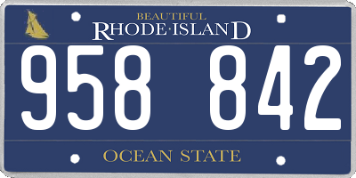 RI license plate 958842