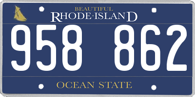 RI license plate 958862