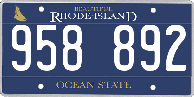 RI license plate 958892