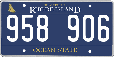 RI license plate 958906