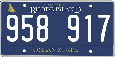 RI license plate 958917