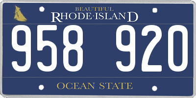 RI license plate 958920