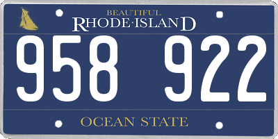 RI license plate 958922