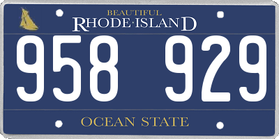 RI license plate 958929