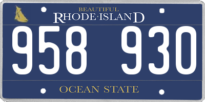 RI license plate 958930