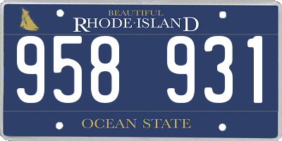 RI license plate 958931