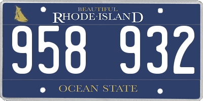 RI license plate 958932
