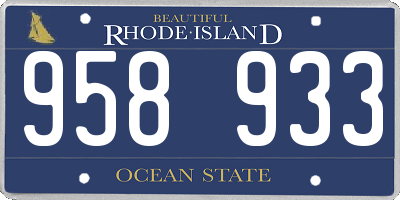 RI license plate 958933