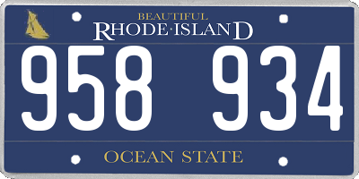 RI license plate 958934