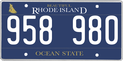 RI license plate 958980