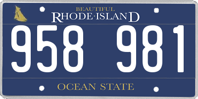 RI license plate 958981