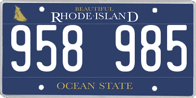 RI license plate 958985