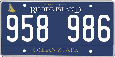 RI license plate 958986