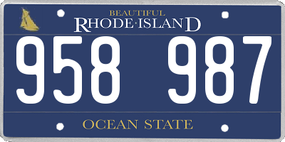 RI license plate 958987
