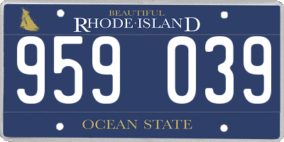 RI license plate 959039