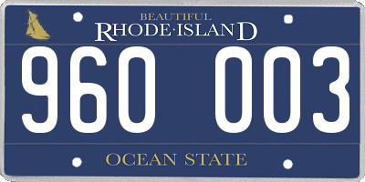 RI license plate 960003