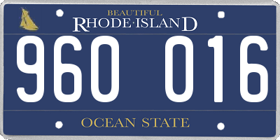 RI license plate 960016