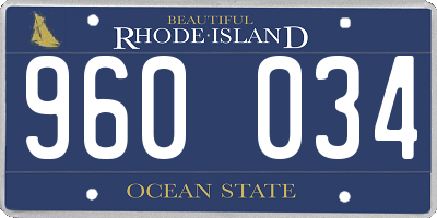 RI license plate 960034