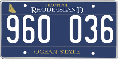 RI license plate 960036
