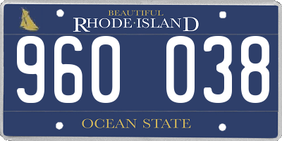 RI license plate 960038