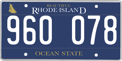 RI license plate 960078