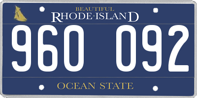 RI license plate 960092