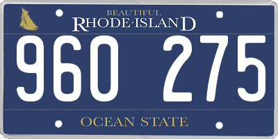 RI license plate 960275