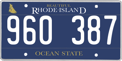 RI license plate 960387